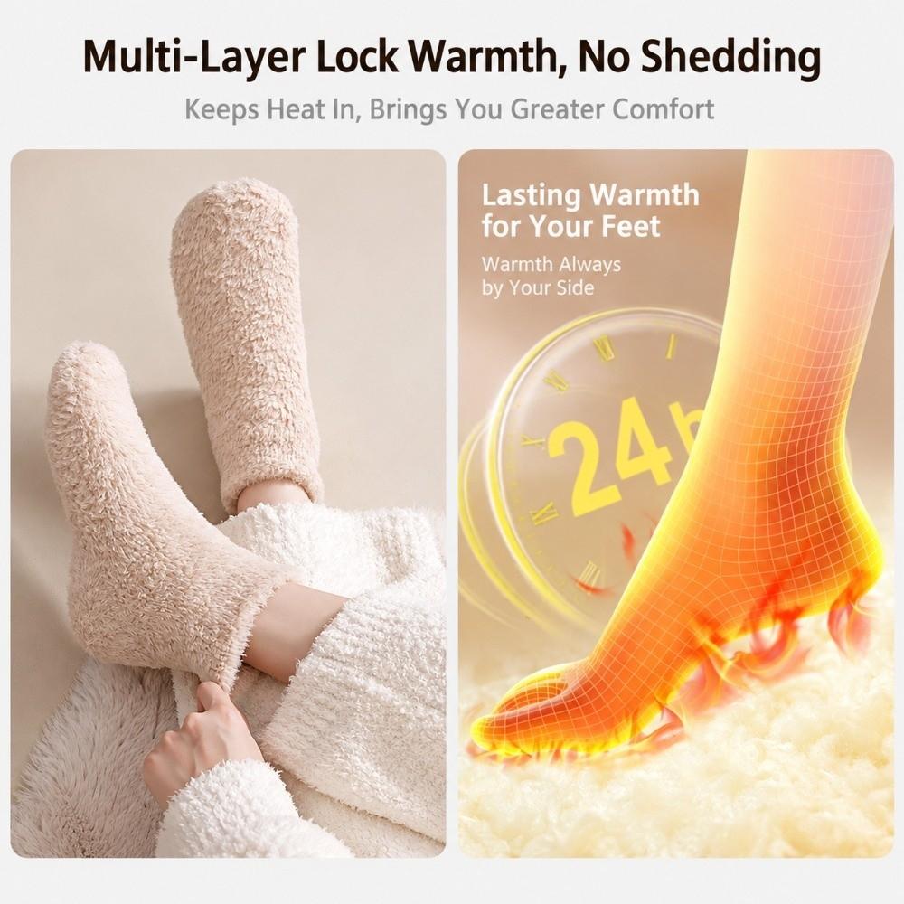 1 Pair Silicone Non-slip Sole Non Slip Floor Socks Coral Fleece Warm Indoor Socks Indoor Use