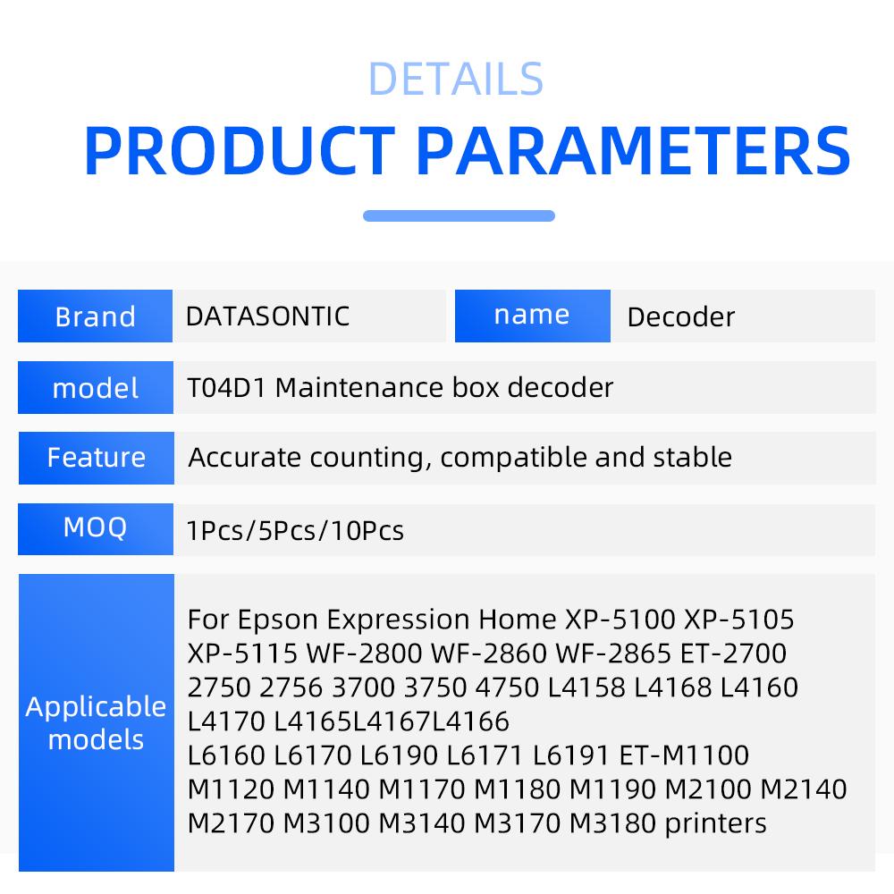 T6716 ​​T04D1 T04d0 T3661 Устройство сброса чипа технического обслуживания для Epson WF-M5799 C5710 C5790 C5290 C5210 XP-15000 XP6000 L6170 декодер