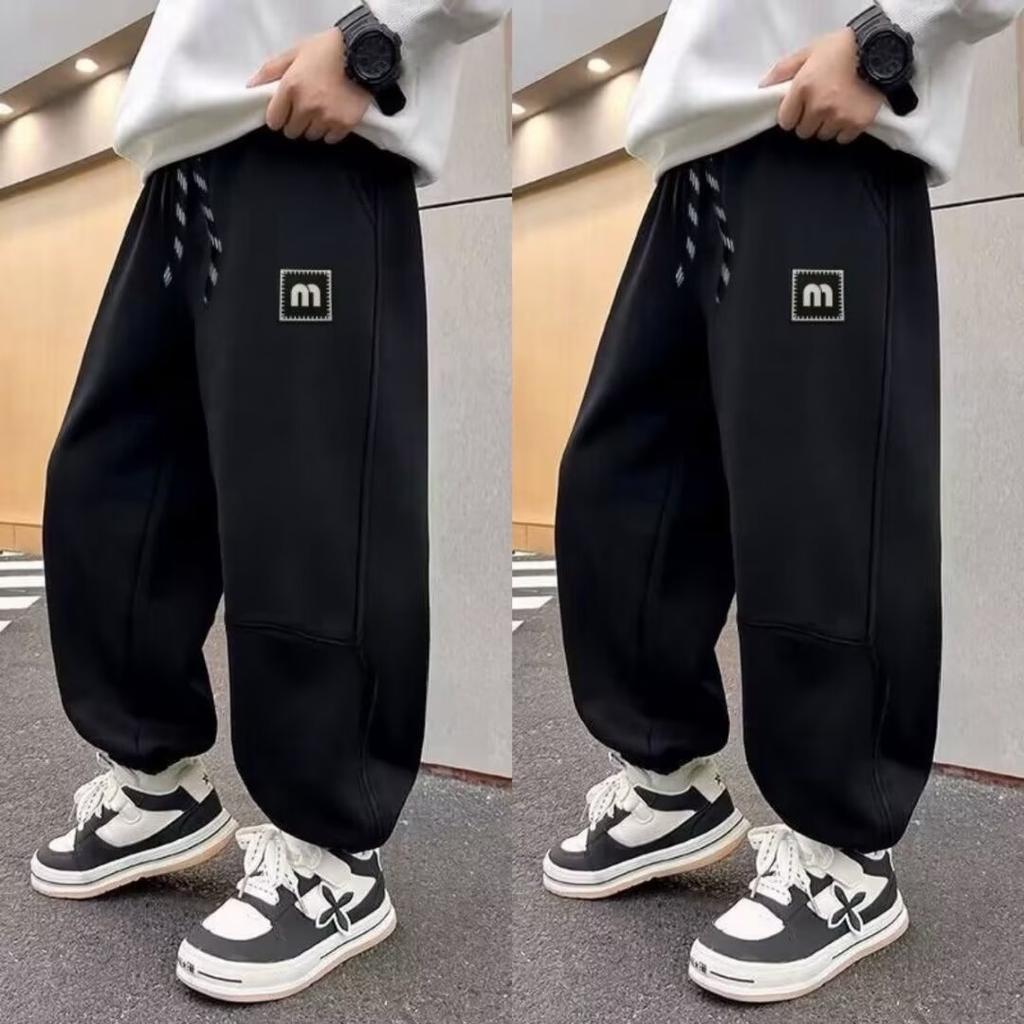 Boys' Spring and Summer Autumn Pants Children and Teens Pants Thin Children's Sports Straight Pants Trendy Three-Bar Pants Trendy