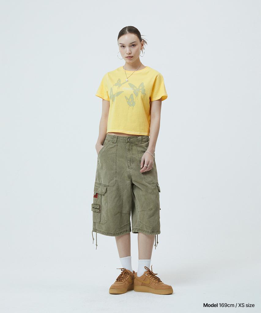 MAHAGRID Pigment Butterfly Goth Crop Tee Yellow(Mg2Gmft533A)