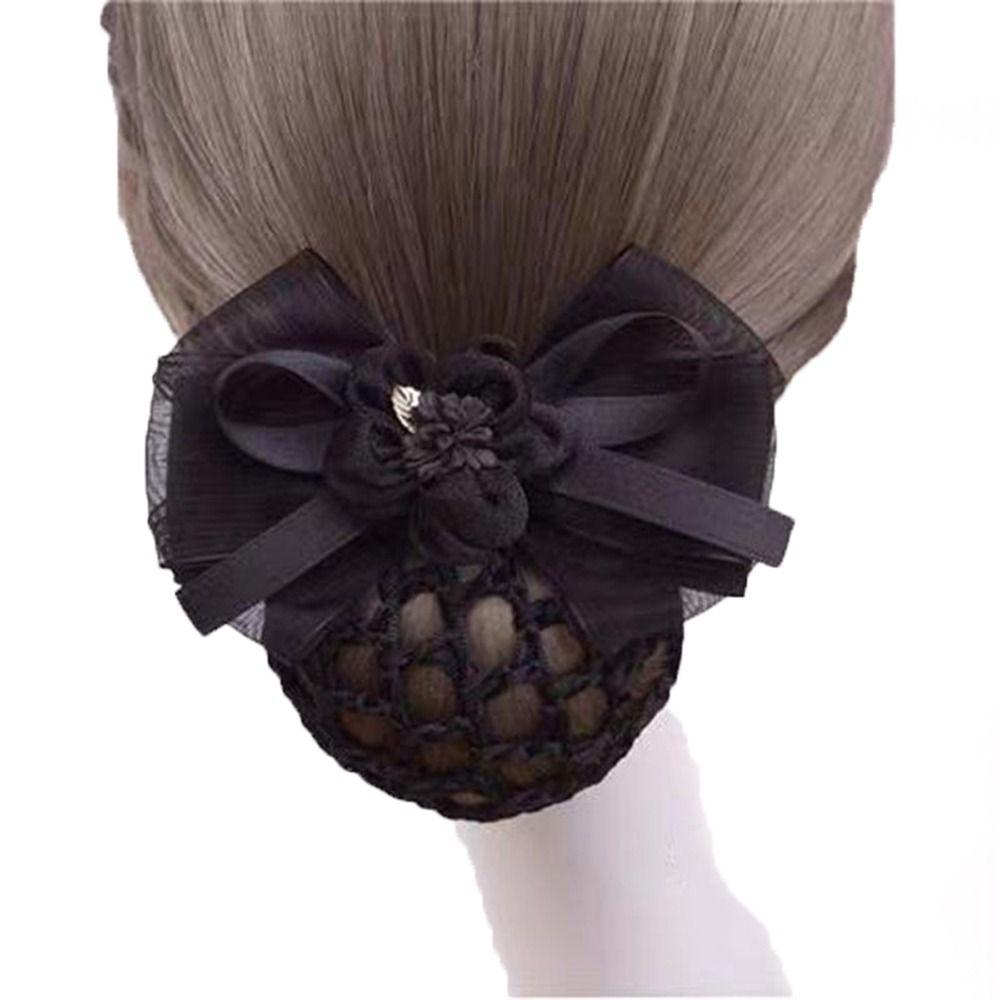Net Flower For Nurse Hairgrips Cover Net Women Spring Clips Korean Bun Snood Bowknot Hair Bun Cover