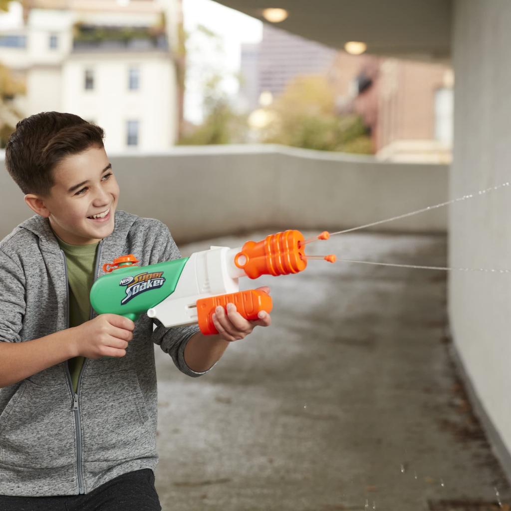 Водяной пистолет Hasbro Nerf Super Soaker Hydro Frenzy, емкость бака 709 мл, Дикий стиль, 3 режима струи, Регулируемая насадка, 2 ствола для запуска, Веселье для детей