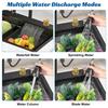 Drop in Single Bowl Bar Sink Black Waterfall Kitchen Sink, Stainless Steel with Cup Rinser, In/Undermount Farmhouse Workstation Multiple Accessories