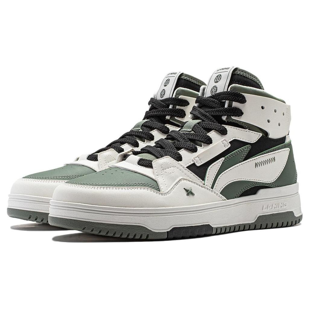 Li Ning Mountain Original 2.0 повседневные универсальные высокие кроссовки для скейтбординга мужские кроссовки белые зеленые AGCT291-2