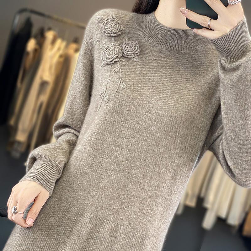 Женское кашемировое платье Qinghe кашемир 70% шерсть 30% кашемир женское осенне-зимнее кашемировое платье мягкое и теплое