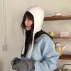 Minimalist high-end warm ear protection knitted hat women's autumn and winter solid color plush wool hat strap headgear hat