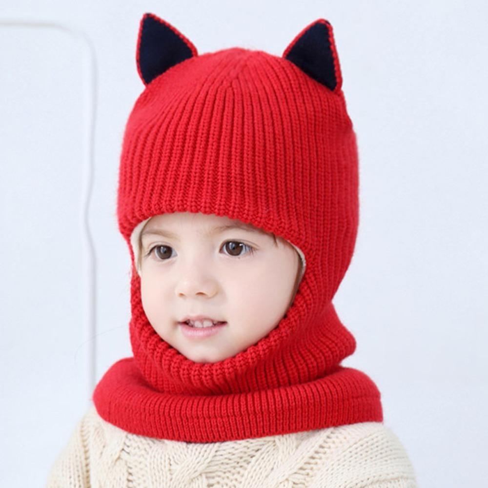 Thickened Knitted Baby Hats Keep Warm Warm Fleece Hats Cute Style Cute Cat Ears Hats  Cold Weather