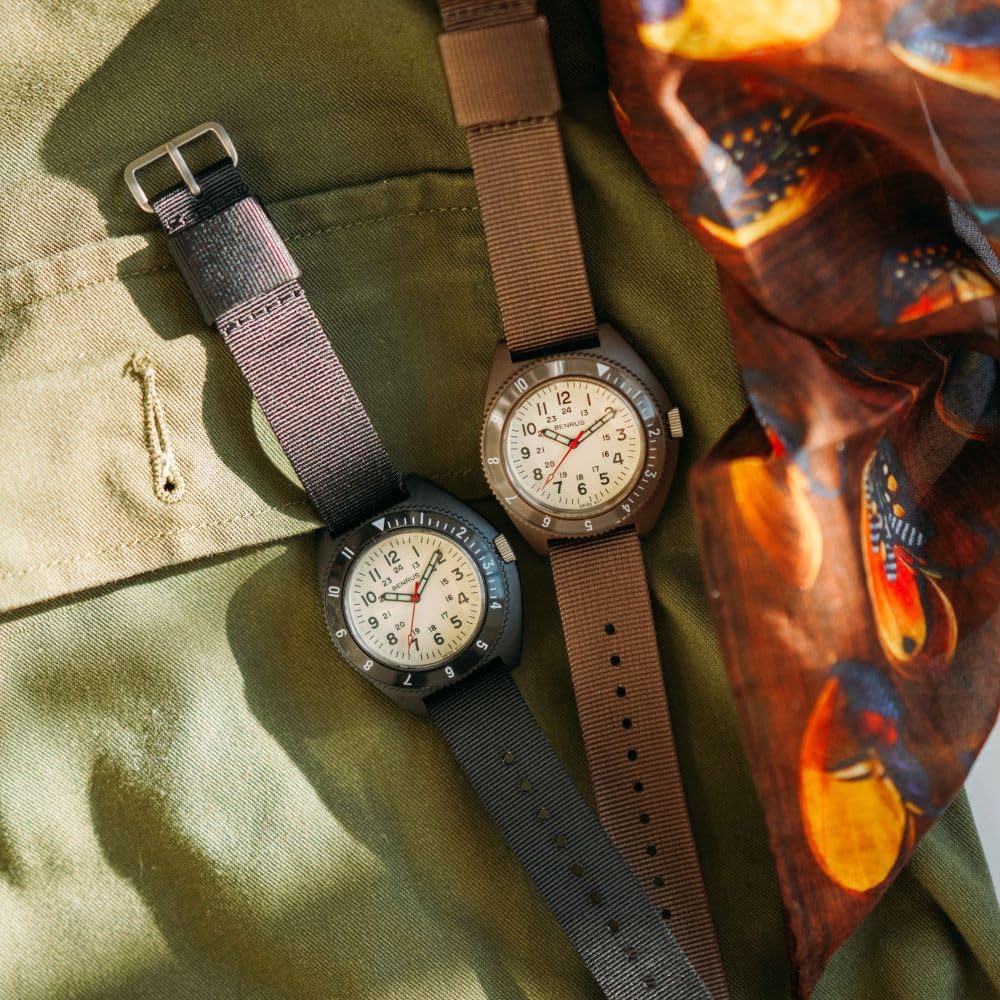 Часы коричневые [Benrus] TYPE3-OLIVE-IVORY мужские