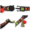 Classic Adjustable Cat Collar, Jacquard Embroidered Plaid Cat Collar with Bells and Floral Pendant Prevent Loss Fits Pet Cats & Puppies