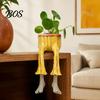 Creative Housewarming Present Cute Leggy Planter, Sitting Human Resin Planter with Legs, Shelf Sitter Plant Holder Pot for Succulents Cacti