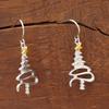 1Pair Simple Stylish Christmas Tree Shaped Hanging Earrings For Women Metal Style Yellow Star Exquisite Female Party Jewelry