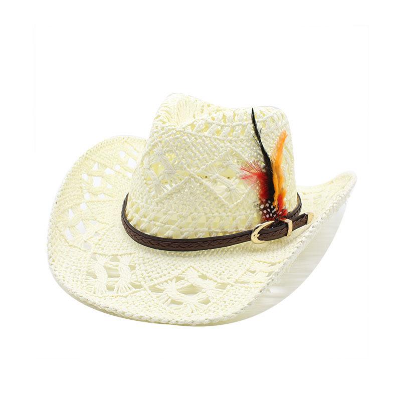 Ковбойская Шляпа Женская, Плетеная Этническая Шляпа Ковбоя из Папируса в Западном Стиле, Соломенная Шляпа
