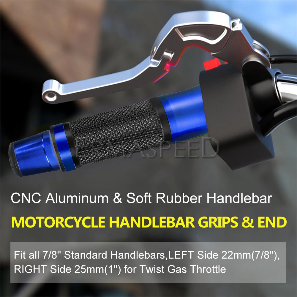 7/8-дюймовые ручки для мотоцикла с торцевой крышкой, гоночный мотоцикл с ЧПУ, алюминиевые и резиновые ручки для мотоцикла, ручки для мотоцикла