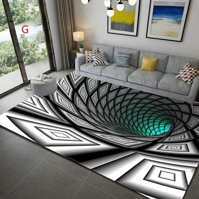 Teenager 3D Effect Vortex Illusion Carpet Entrance Living Room Bedroom Rug Geometric Optical Doormat Illusion Home Decor Mat