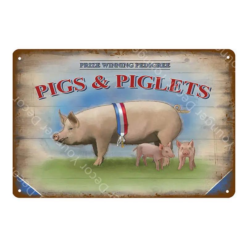 Family Butchers Tin Signs Beef Cuts Duck Eggs Wool Vintage Metal Plaque Farmhouse Farm Shop Wall Decor Cow Pig Poster YI-120