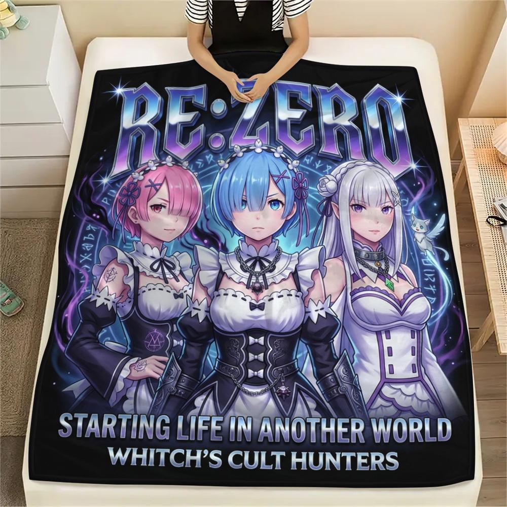 1PC Re Zero Patterned Flannel Blanket Suitable For All Seasons For Home Decor Warmth And Comfort Gifts Holiday Present