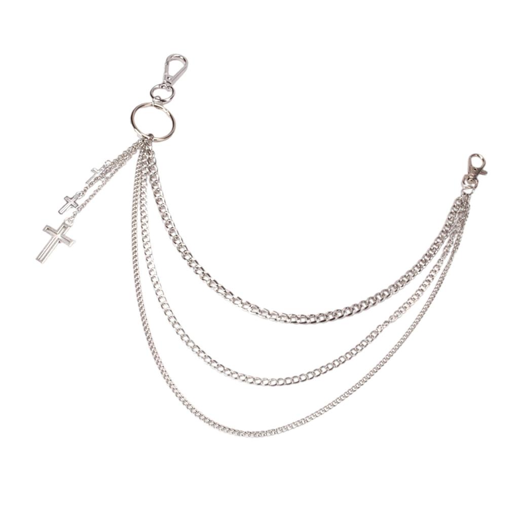 Hiphop Punk Metal Chain Belt with Silver Studs Adjustable Length Chain Belt for Fashionable Adults