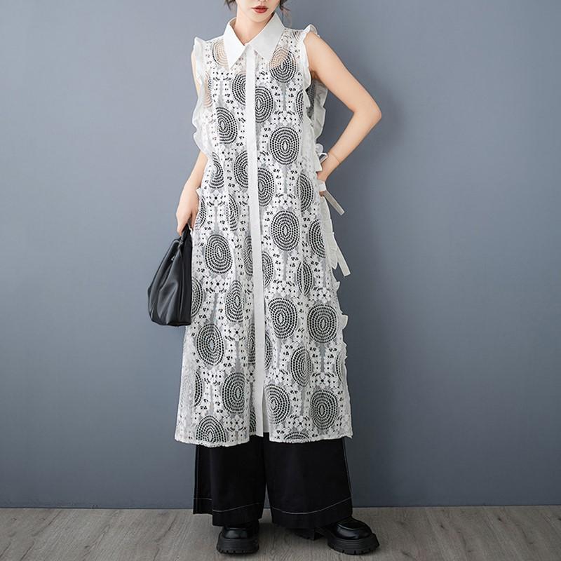 Кружево без рукавов плюс размер кружево цветочные новинка в платьях для женщин повседневное свободное длинное летнее платье