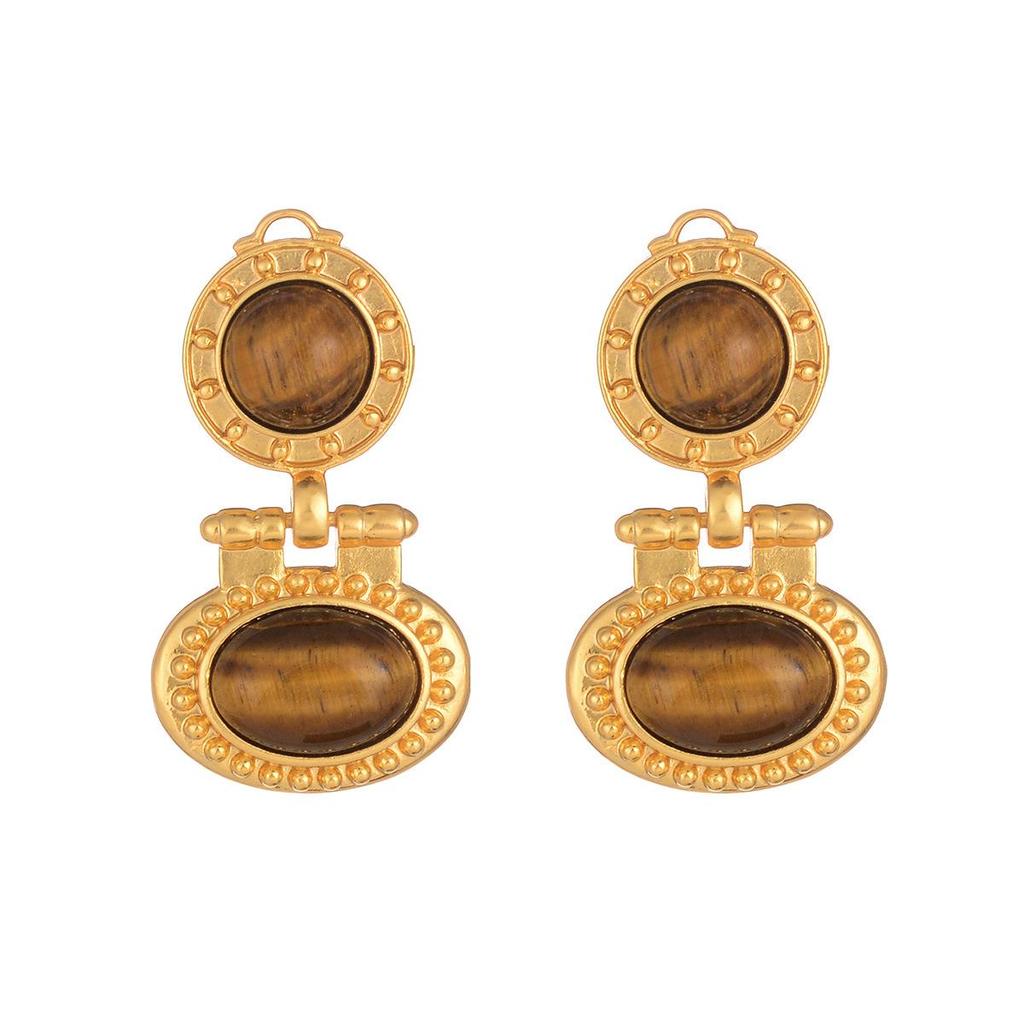 Maillard Осень/Зима Высококлассные Геометрические Серьги с Кисточками из Тигрового Глаза