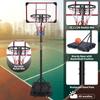 Portable basketball hoop, height-adjustable from 170-213cm, wheeled, red silk-screen design, suitable for indoor/outdoor use, for youth/ adults