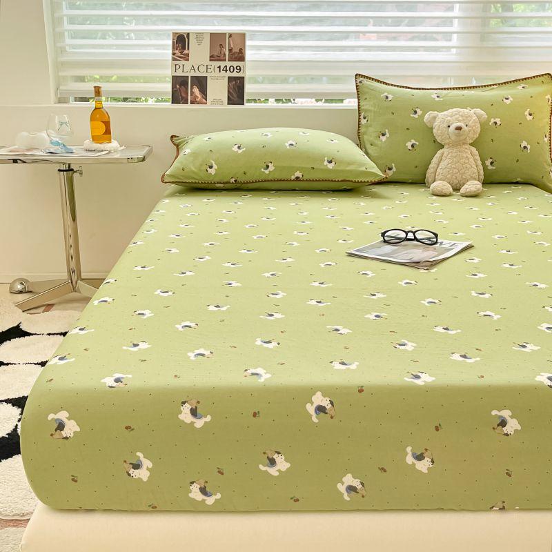 1pc 100% Cotton Fitted Sheet Elastic Bedsheet Breathable Bed Cover Home Bed Linen Sheets Drap De Lit (Pillowcase Need Order)