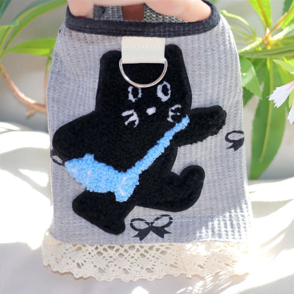 Breathable Waffle Pet Vest Lace-edged Dog Undershirt Pet Short Sleeve Summer Wear