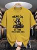 Unisex Crew Neck Tee Cool Raccoon Slogan Cartoon Graphic Print Soft Cotton Loose Short Sleeve Summer Casual Male Streetwear Tops