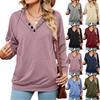 2024 European And American Autumn/Winter New Solid Color Button Drawstring Pocket Loose Long Sleeve Hoodie For Women