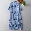 2025 лето новый улучшенный ципао средней длины ретро с принтом платье на пуговицах женское