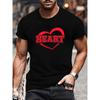 Европейские размеры Red Heart Art | Простая и модная мужская футболка с коротким рукавом и круглым вырезом с принтом, легкая и удобная, свободный крой