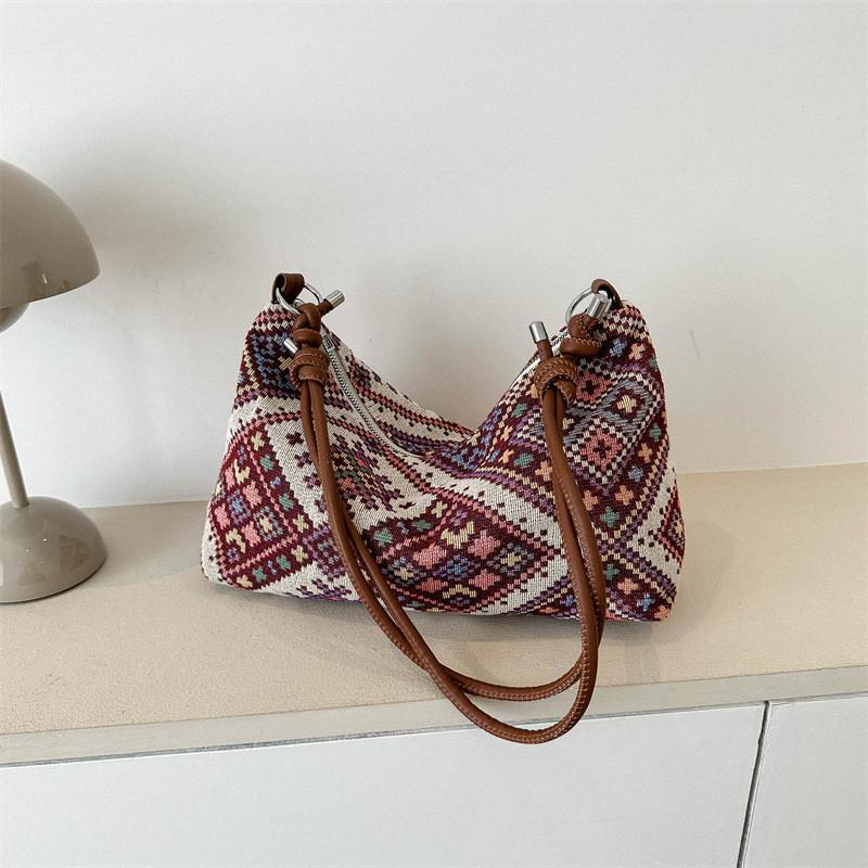 Модная винтажная этническая женская сумка через плечо из мягкого хлопка и льна, средняя