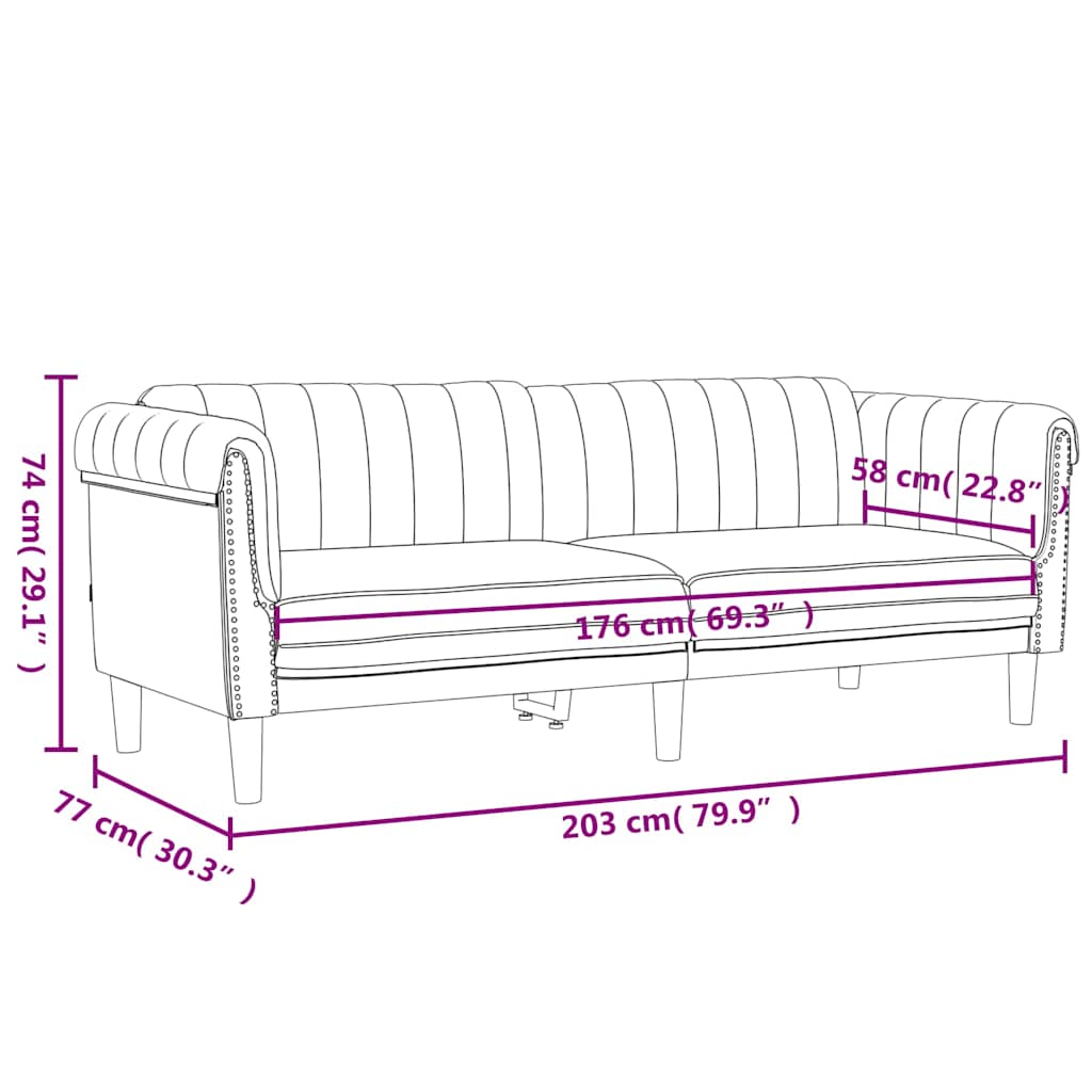 3 Seater Sofa in Black Velvet