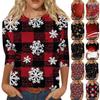 Christmas Women's Sweatshirt Designer Round Neck Long Sleeve Loose Fashion Casual Red Plaid Snowflake Fun Pattern Print Top