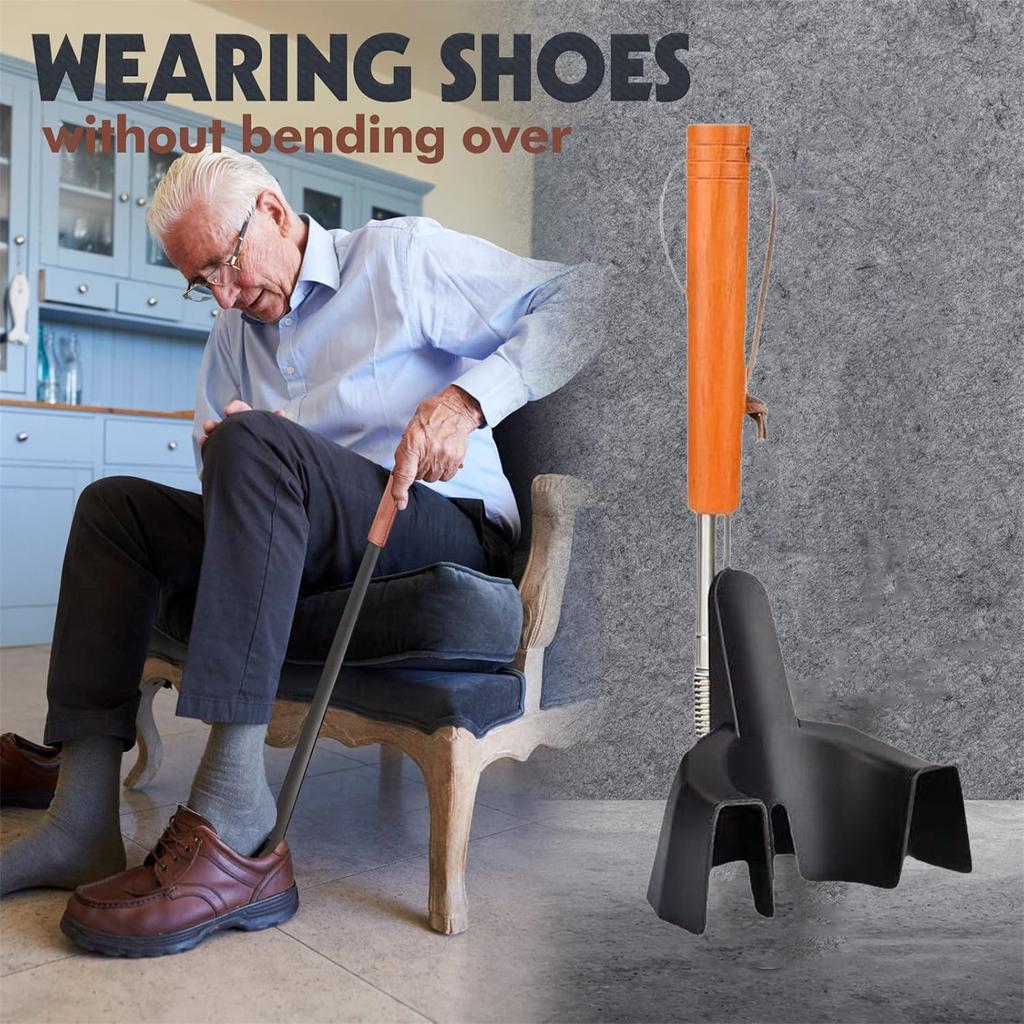 Long Handle Shoe Horn with Boot Jack Functionality, Durable Stainless Steel Construction, Ergonomic Design, 2-in-1 Tool