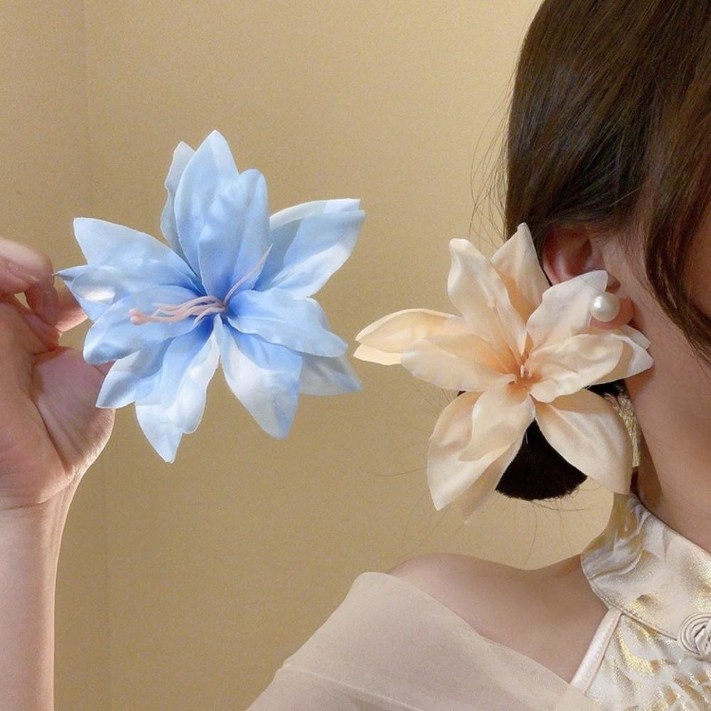 Long Tassel Sweet Petal Hair Clips Elegant Flower Duckbill Clip Women Use
