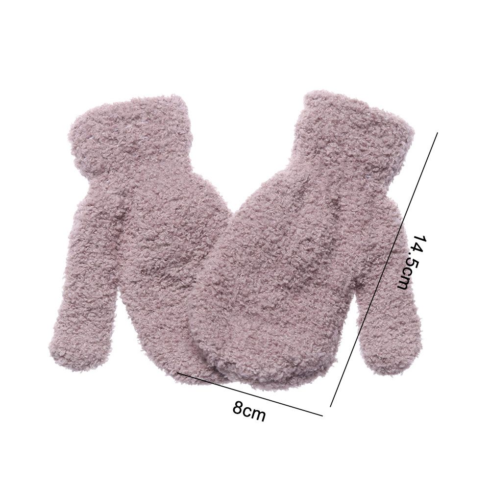 Boys Girls Winter Lovely Soft Warm Baby Candy Color Coral Plush Mittens Full Fingers Kids Gloves