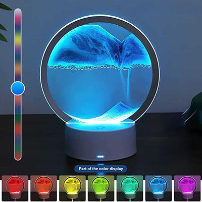 USB светодиодный RGB песочный светильник, ночник с движущимся песком, 7 цветов, свет в виде песочных часов, 3D-настольный художественный стол с движущимся песком