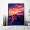 Classic Cool Supersport Car Sunset Colorful Posters and Prints Canvas Printing Wall Art Picture for Living Room Home Decora Gift