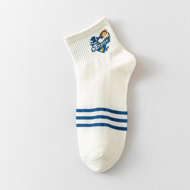 5 пар женских носков, летние тонкие хлопковые носки с короткими рукавами, милые женские средние носки-трубочки