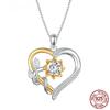D Color 1.0 CT Moissanite Heart Shape Sunflower Charm Necklace for Women Birthday Gift Double Color Yellow Gold 925 Silver Links