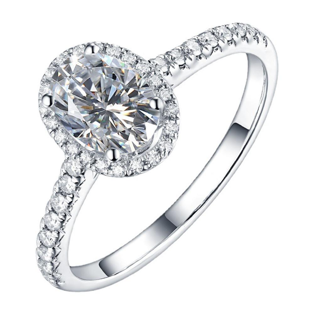 Fashion Oval Moissanite Simulated Zirconia Micro Paved Elegant Women Adjustable Statement Jewelry