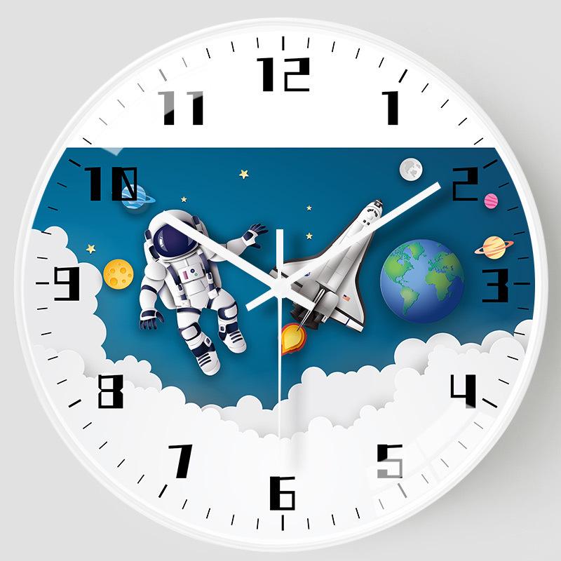 Creative Astronaut Space Wall Clock for Children's Room - Modern, Simple, and Silent