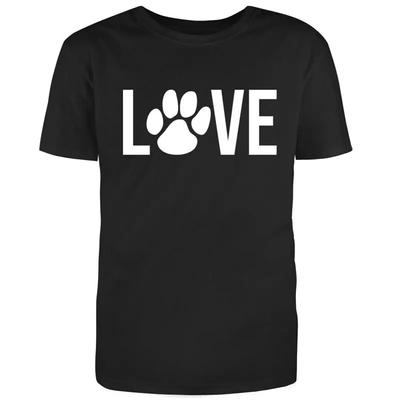 Black Half Sleeves Cotton Paw Love Novelty Humor Funny T Shirt