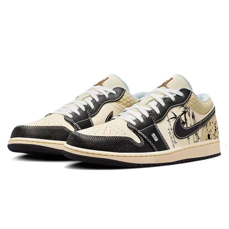 Jordan Air Jordan 1 Винтажные Баскетбольные Кроссовки Мужские Низкие Бежевый/Черный HQ3437-101(Команда56-)