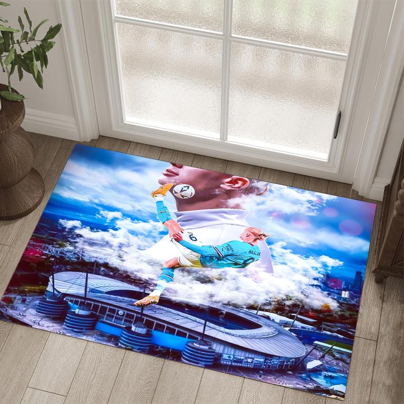 Erling Haaland Design Crystal Velvet Carpet Cozy Non?Slip Printed Rug For Bedroom Living Room Entrance