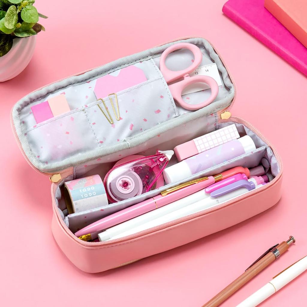 Iroha Publishing Study Pen Case Gap PALE PURPLE PU Leather Pouch with Removable Snap Divider Exterior & Interior Pockets Stationery Bag
