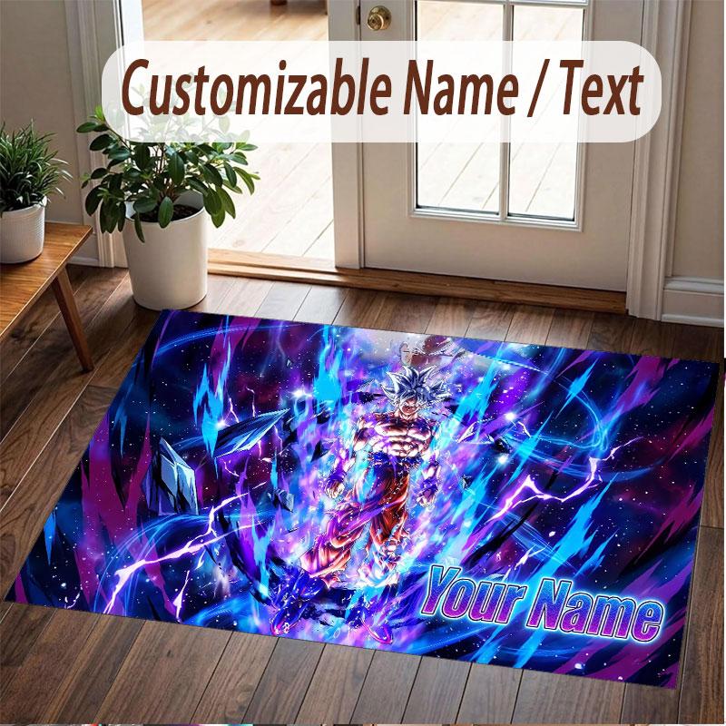 Custom Name Crystal Velvet Rug,Dragon Ball Comfortable Anti Slip Floor Mat For Room Decoration