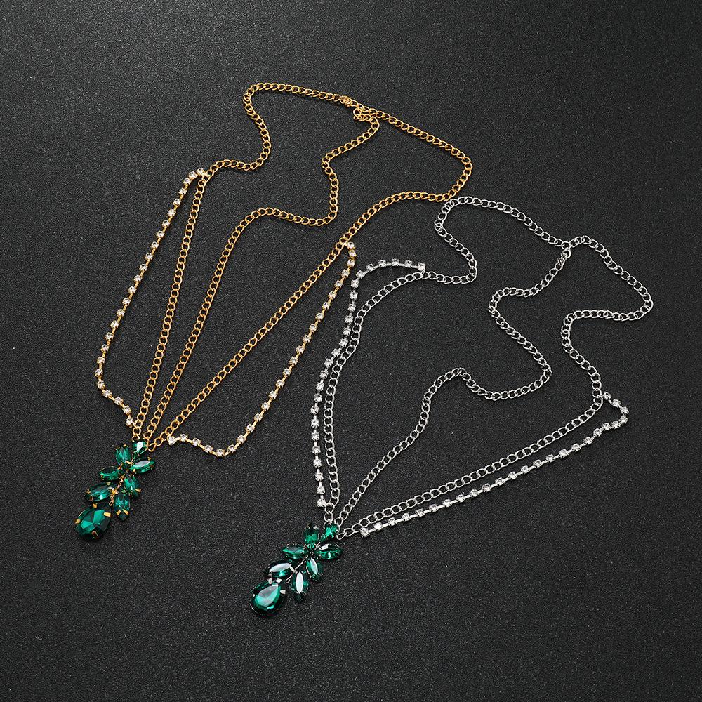 Головной убор с подвеской в виде брови из зеленого кристалла в стиле бохо, цепочка на лоб, повязка на голову в виде капли воды, свадебные этнические аксессуары для волос