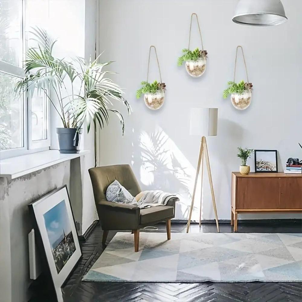 Exquisite Wall Mounted Vase Transparent Flower Pot Durable Hydroponic Hanging Vase Living Room