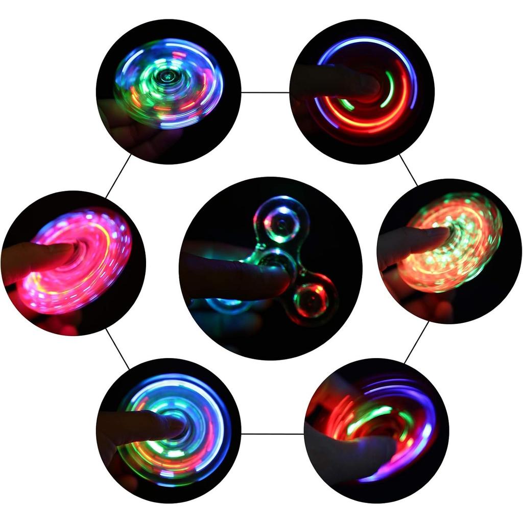 LED Fidget Spinners, Light Up Sensory Fidgets Toys, Glow In The Dark Toy, ADHD Anxiety Stress Relief Toys, Easter School Classroom Exchange Gifts